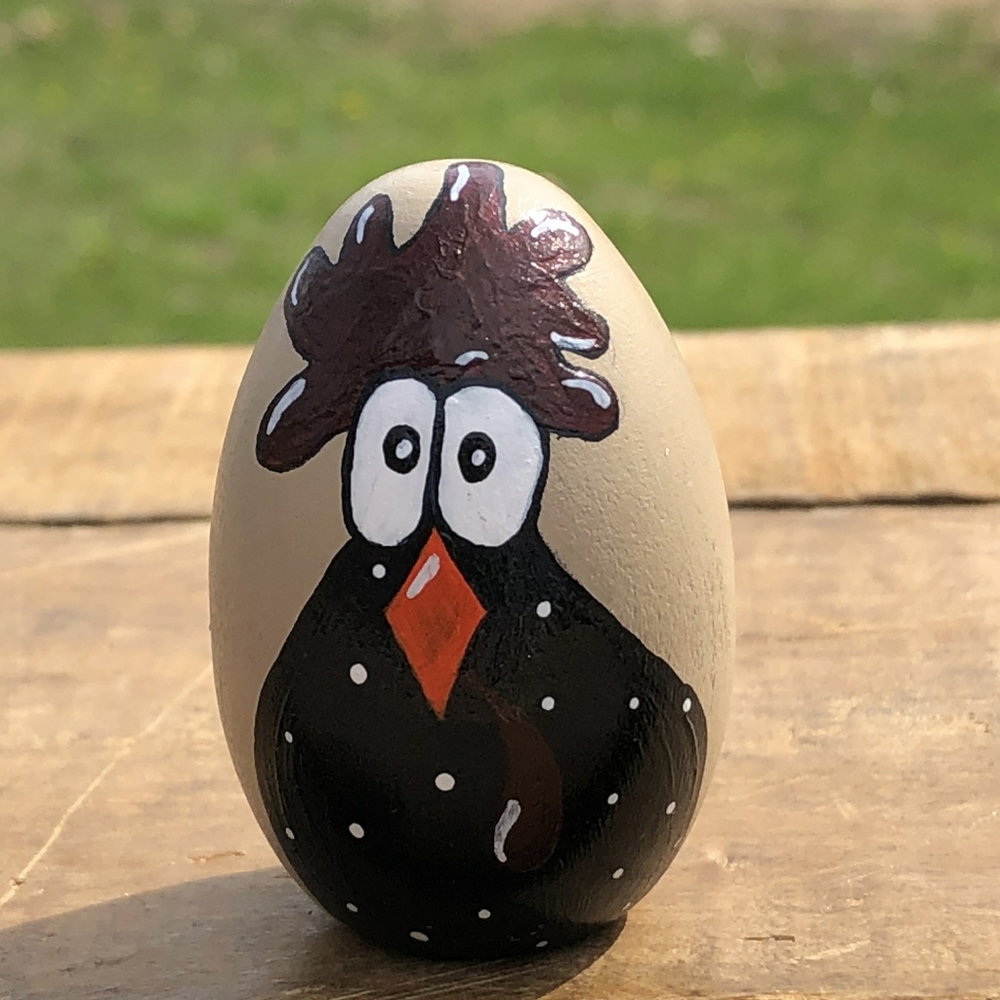 Hand-Painted Rooster On A Wood Egg!